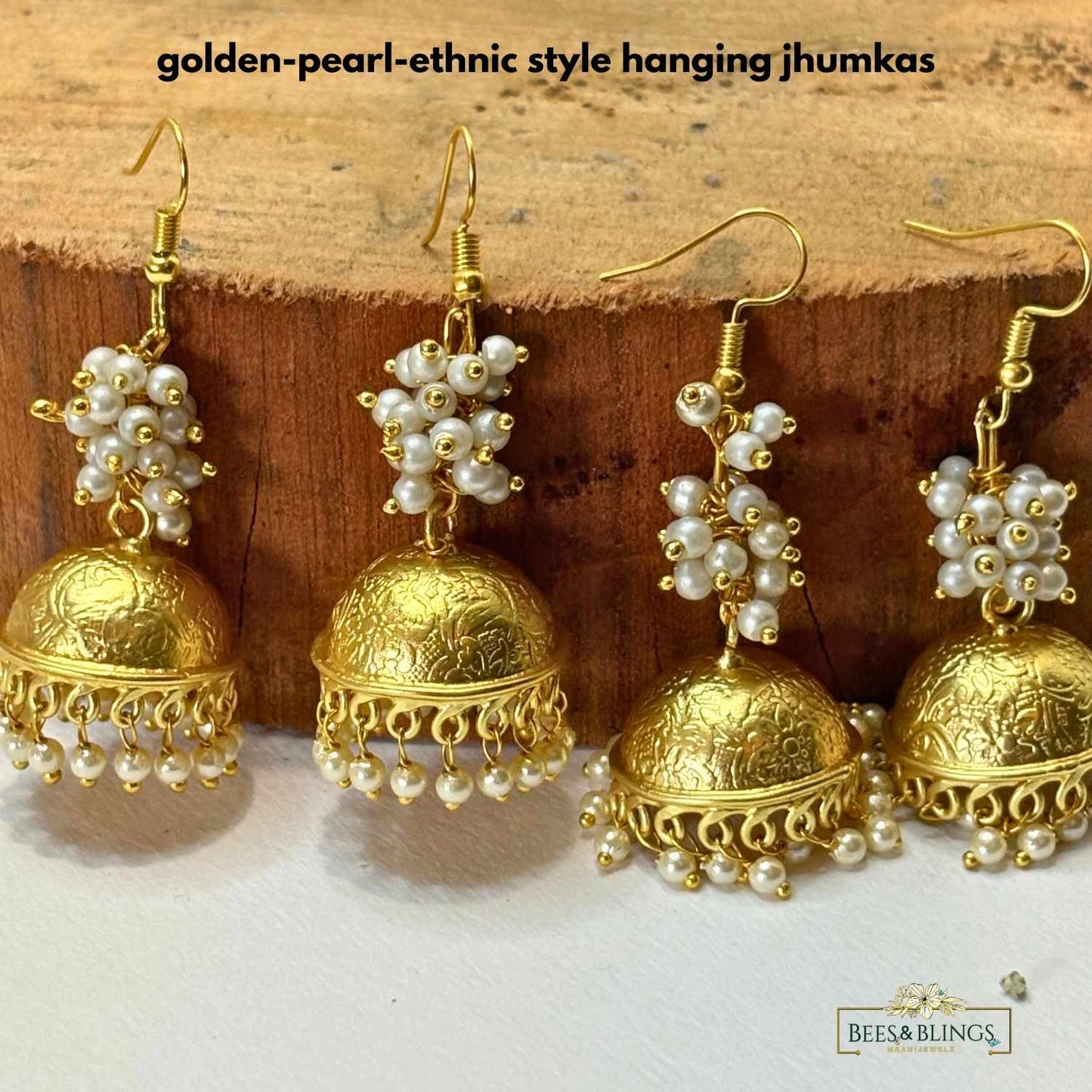 Golden ethnic jhumkis