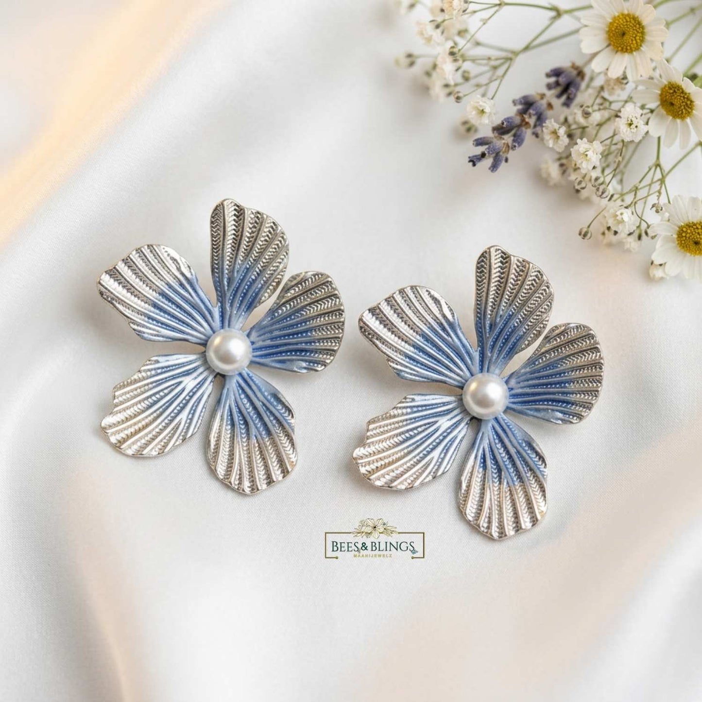 Blue Blossom Statement Earrings