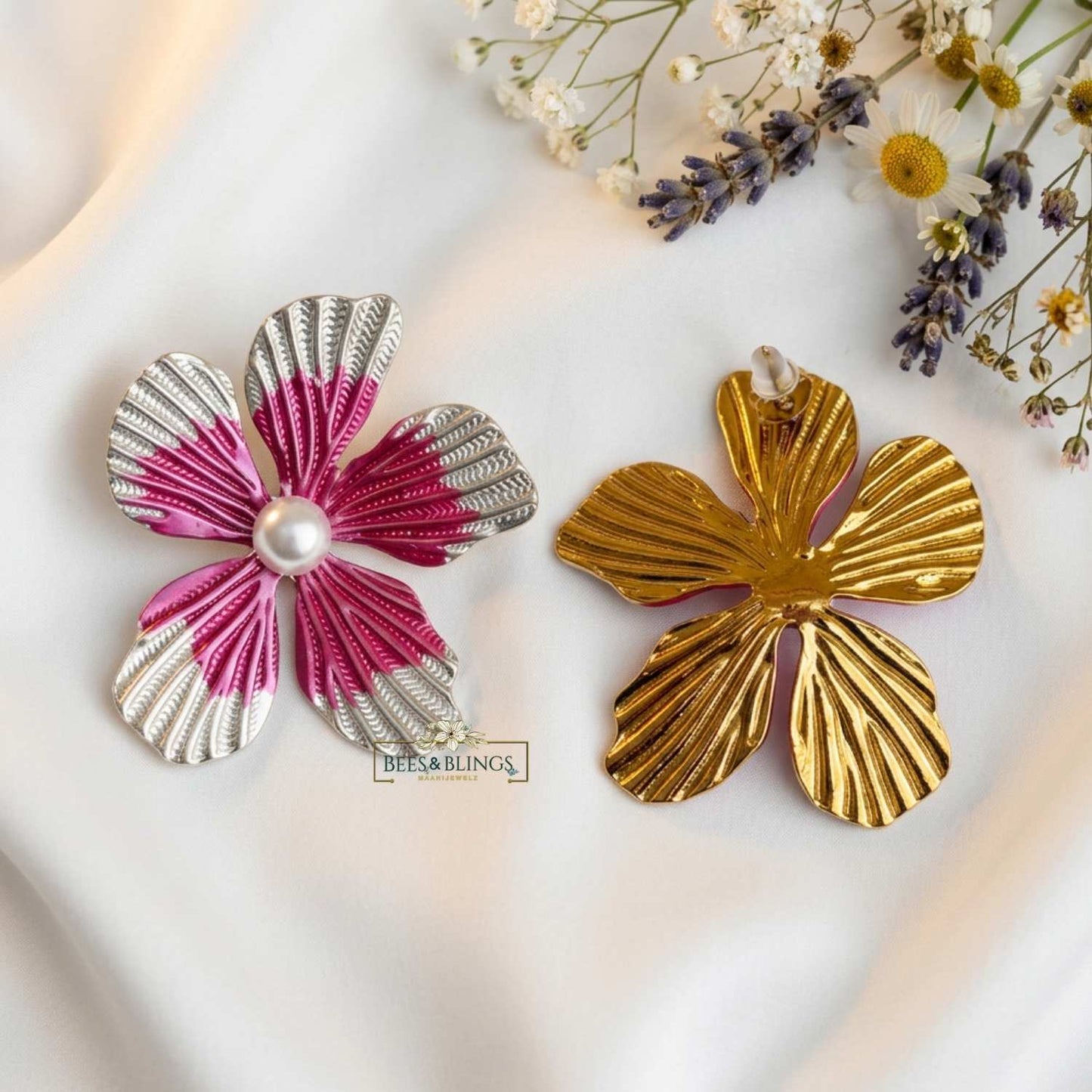 Pink Blossom Statement Earrings