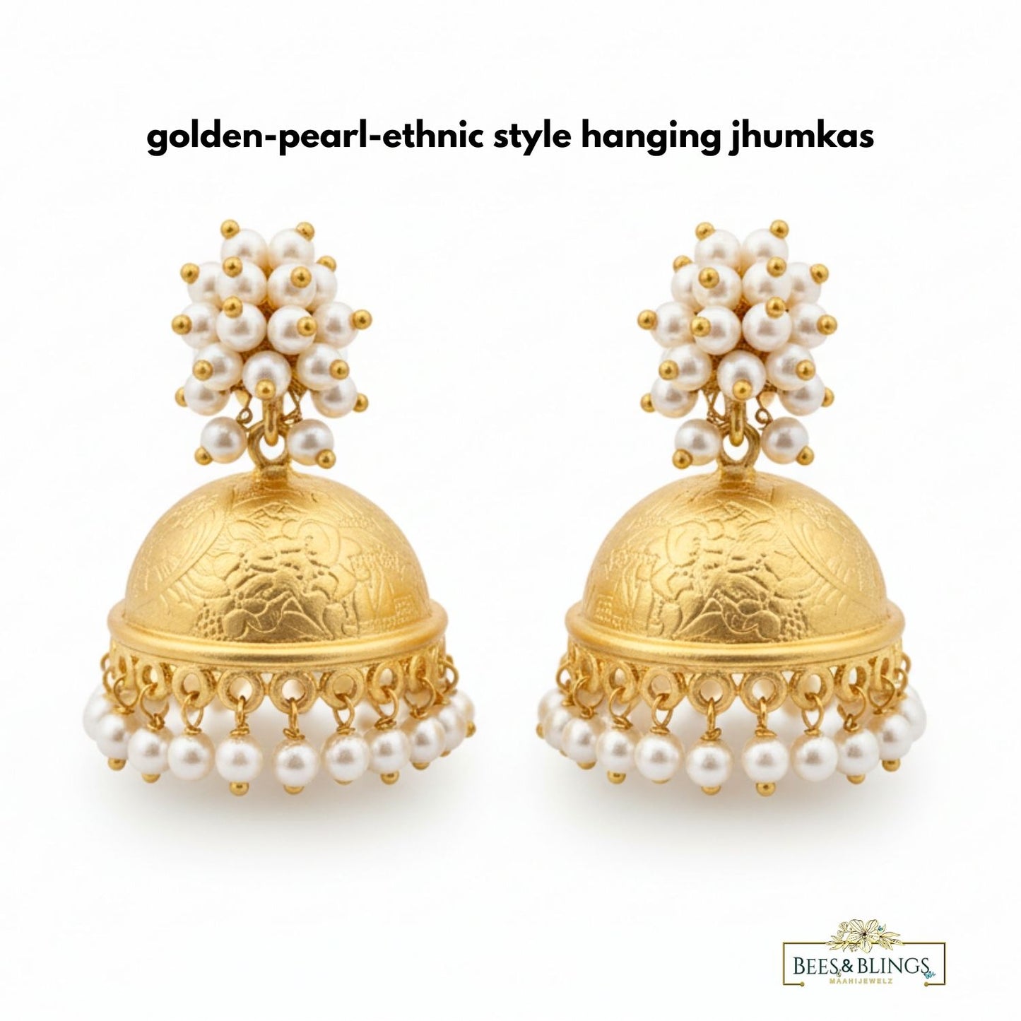 Golden ethnic jhumkis