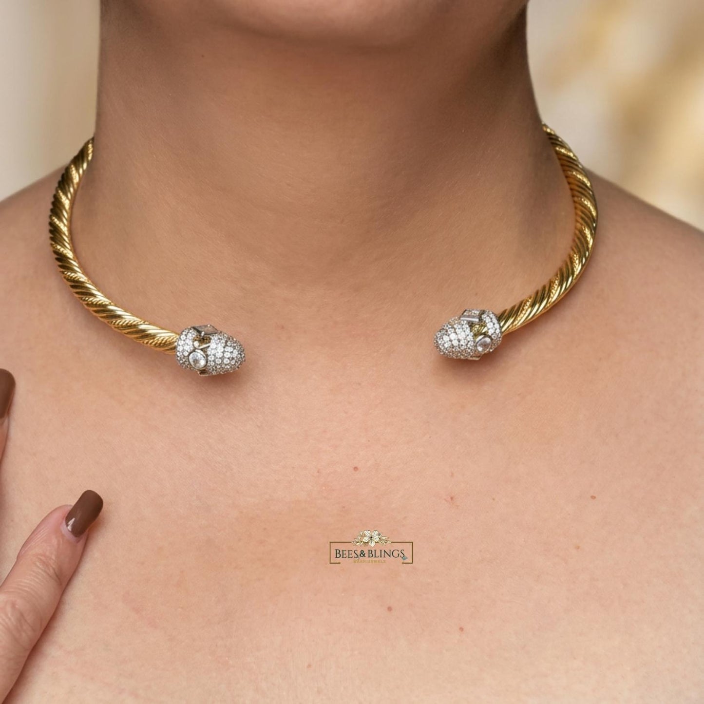 Golden Collar Statement Necklace