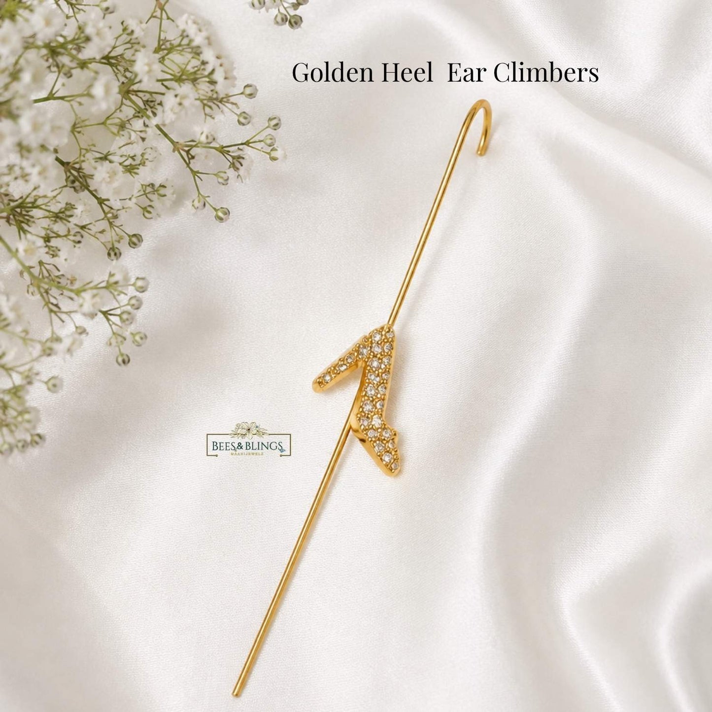 Golden Heel statement ear climbers