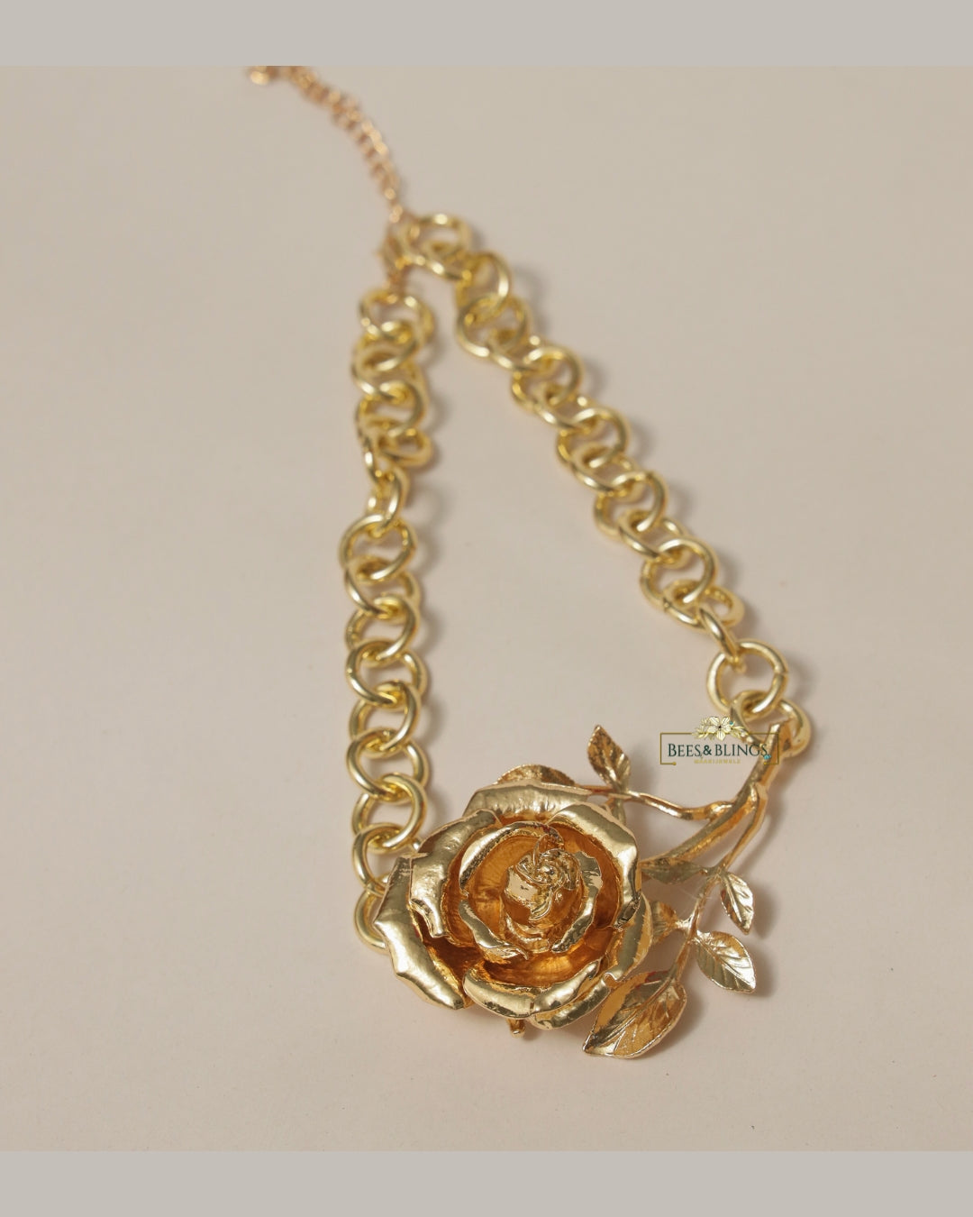 goldplated floral statement necklace