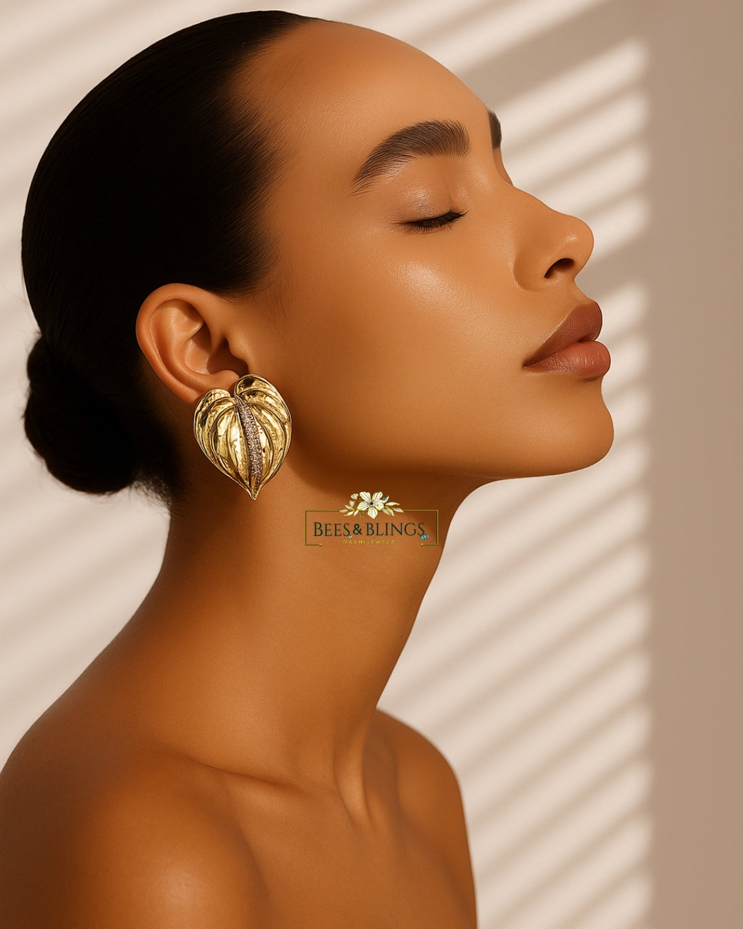 gold plated statement earring