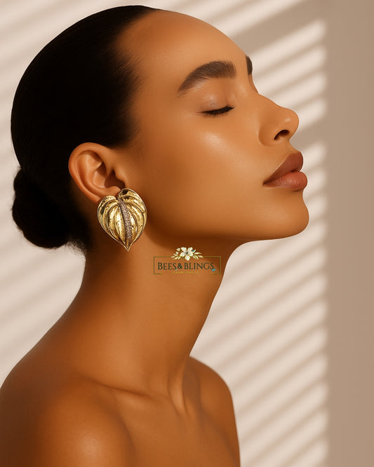 gold plated statement earring