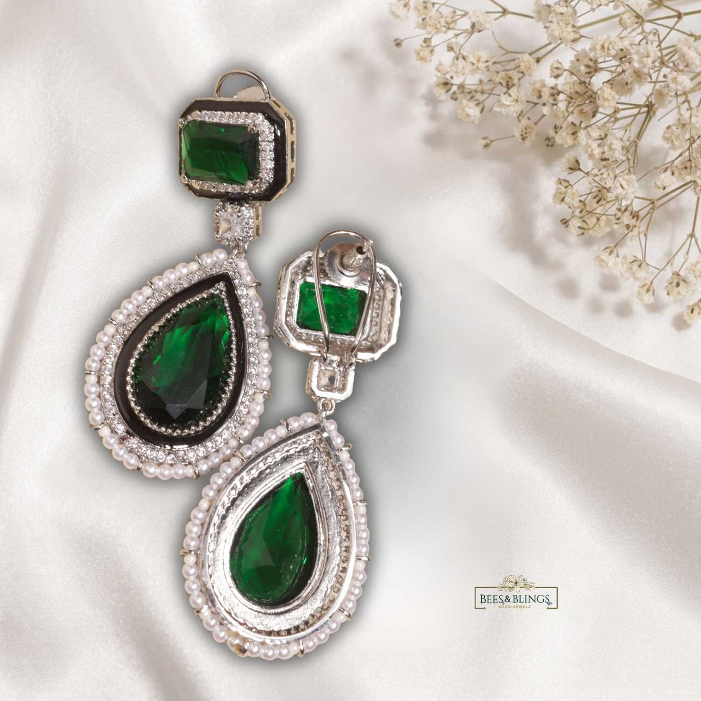 green ad party earrings