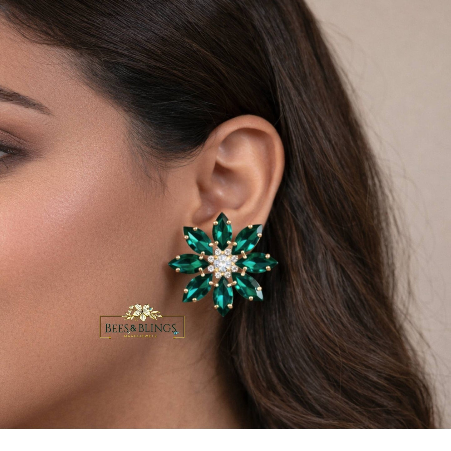 green-rhinestone-studs
