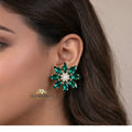 green-rhinestone-studs