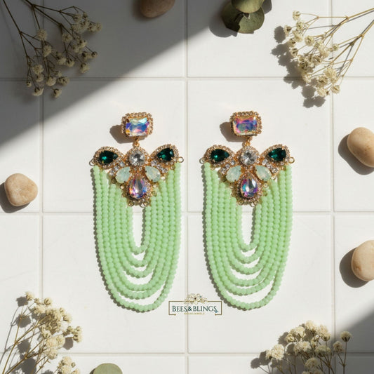 green-tassel-earrings