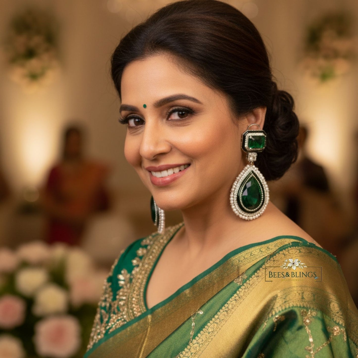 green ad party earrings