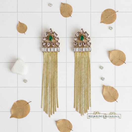 Green-ad-Tassel-Earrings