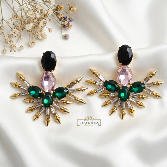 Emerald Green Crystal Statement Earrings