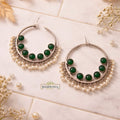 Green Oxidised Hoop Earrings