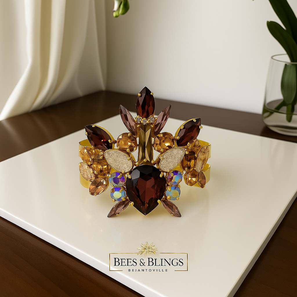 rhinestone goldplated  hand bracelet