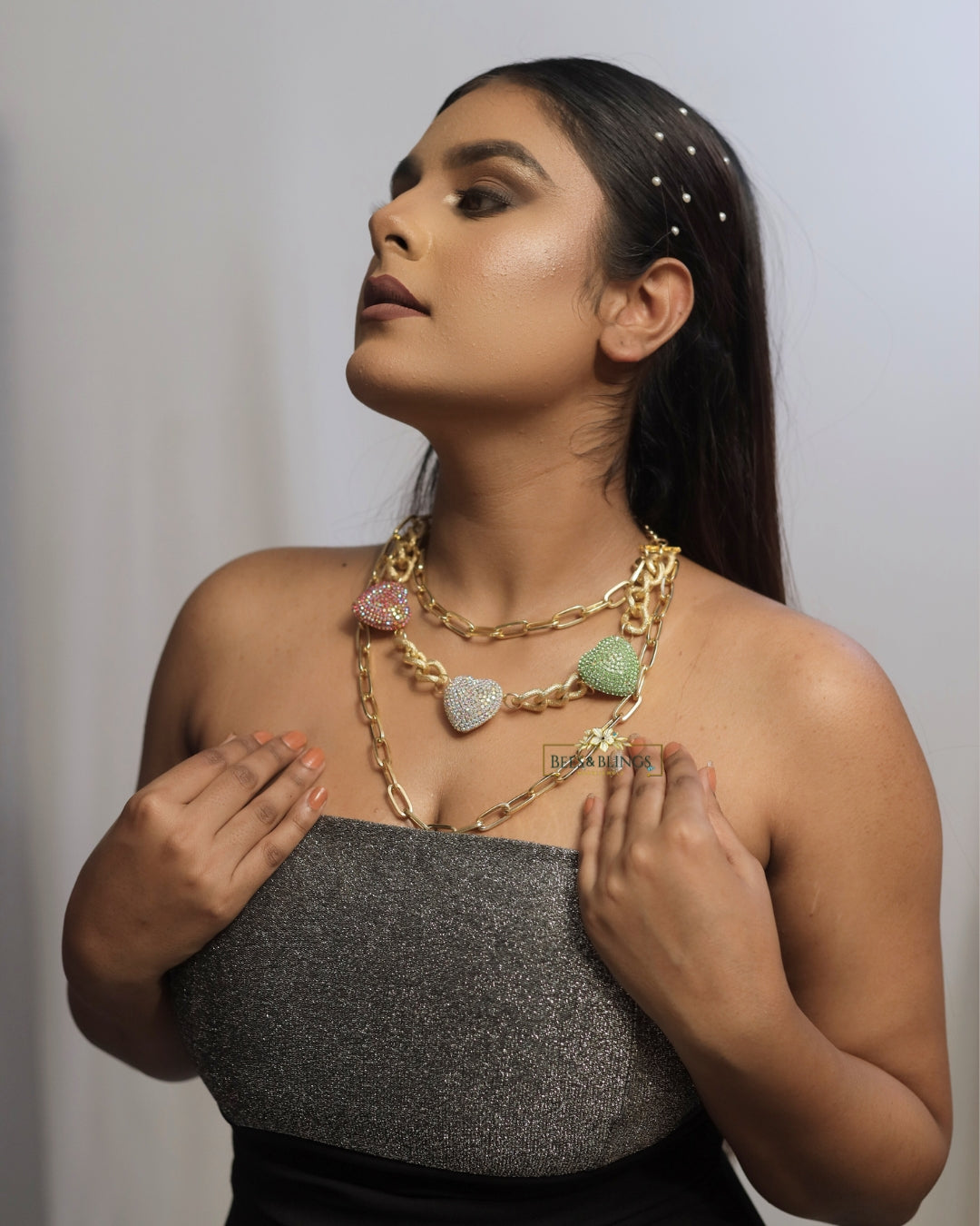 Triple Heart Charm Necklace