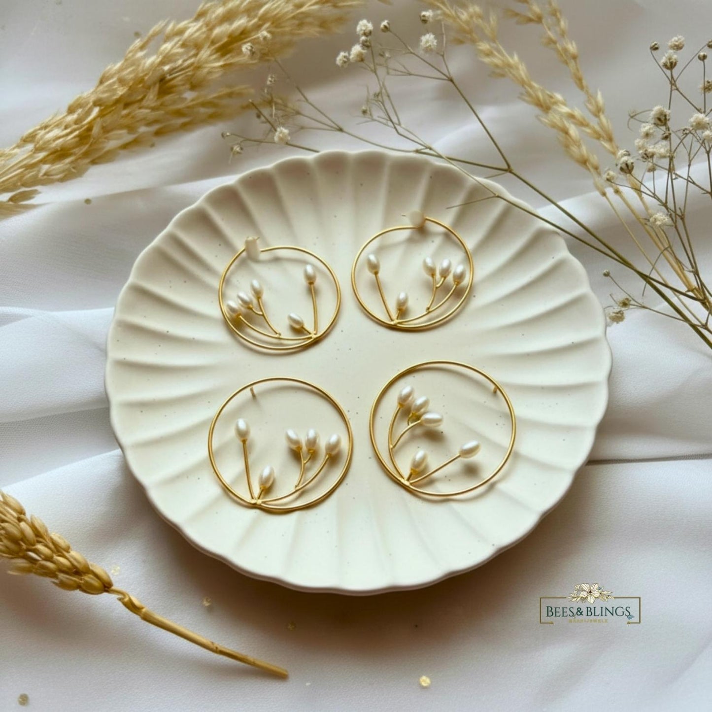 Golden Pearl bloom Hoops