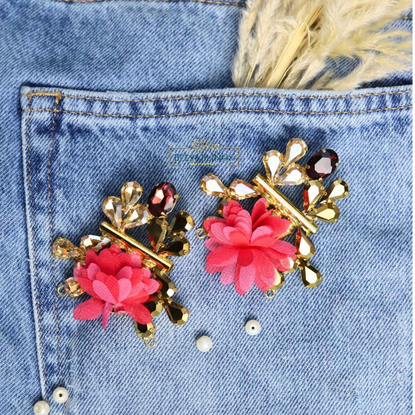 hotpink-floral-studs-earrings