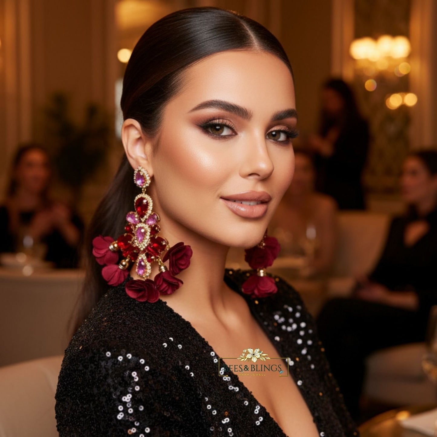 mehroon-floral-earrings