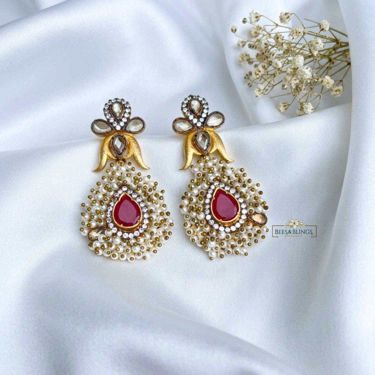 Mehroon Ethnic Earrings