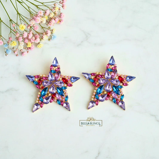 Multicolor Rhinestone Statement Earrings