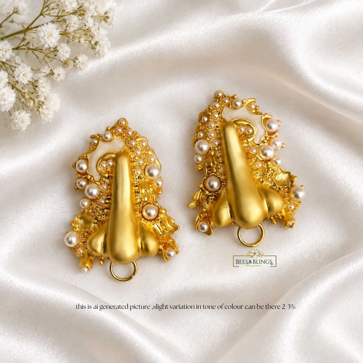 Golden-Pearl Statement Stud Earrings