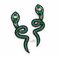 Green Rhinestone Statement Snake Earrings