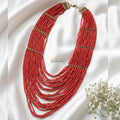Red Beaded Multi-Strand Necklace