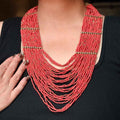 Red Beaded Multi-Strand Necklace