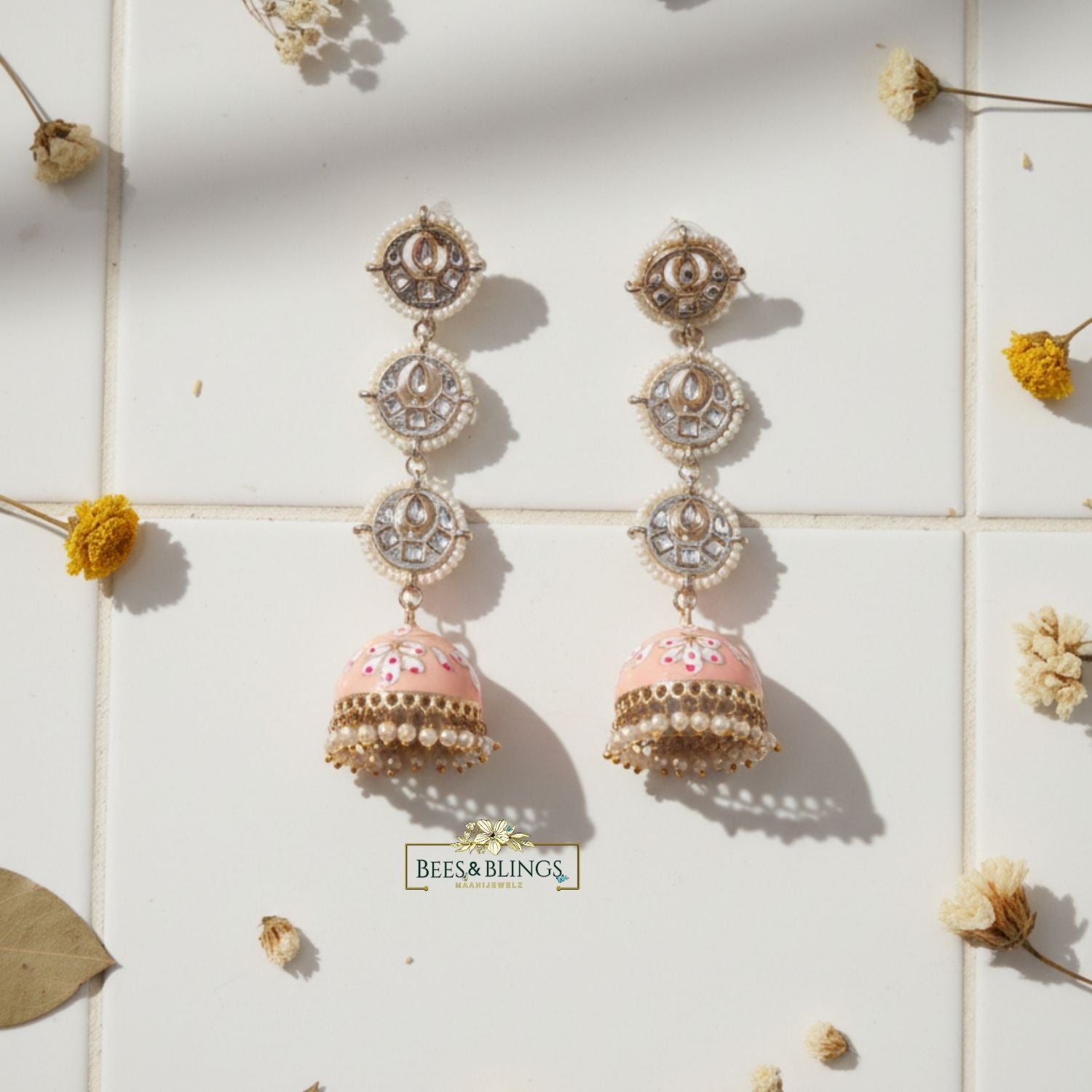 peach-kundan-wedding-jhumkis