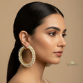 Gold Plated Pearl Hoop Earrings | Chunky Statement Hoops for Women