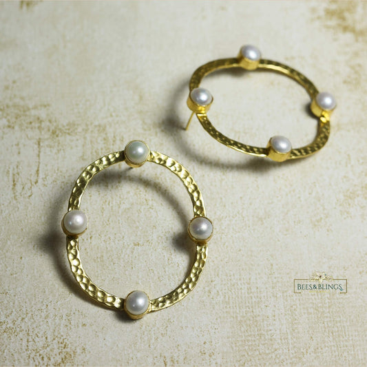 golden hoop statement earrings