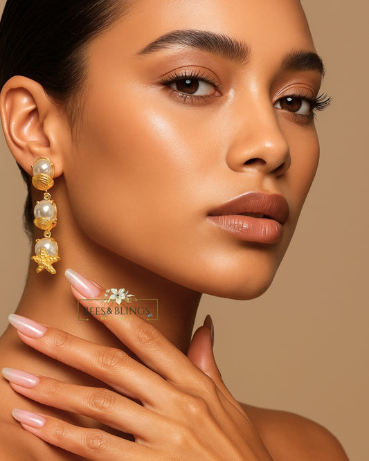 Gold Pearl drop Earrings