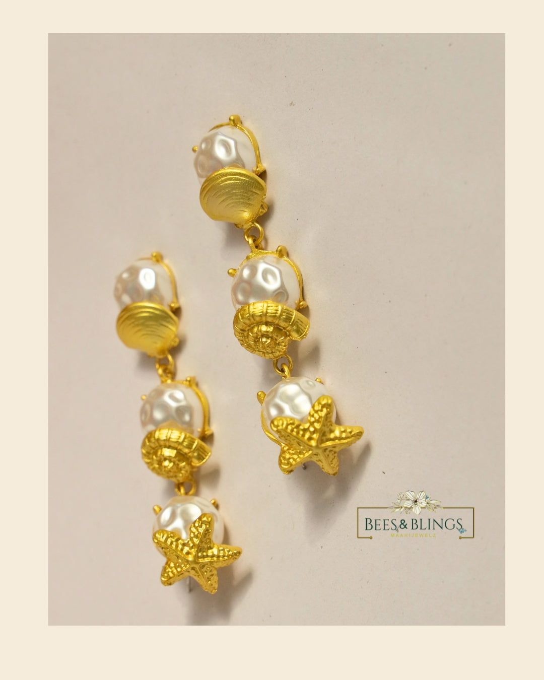 Gold Pearl drop Earrings