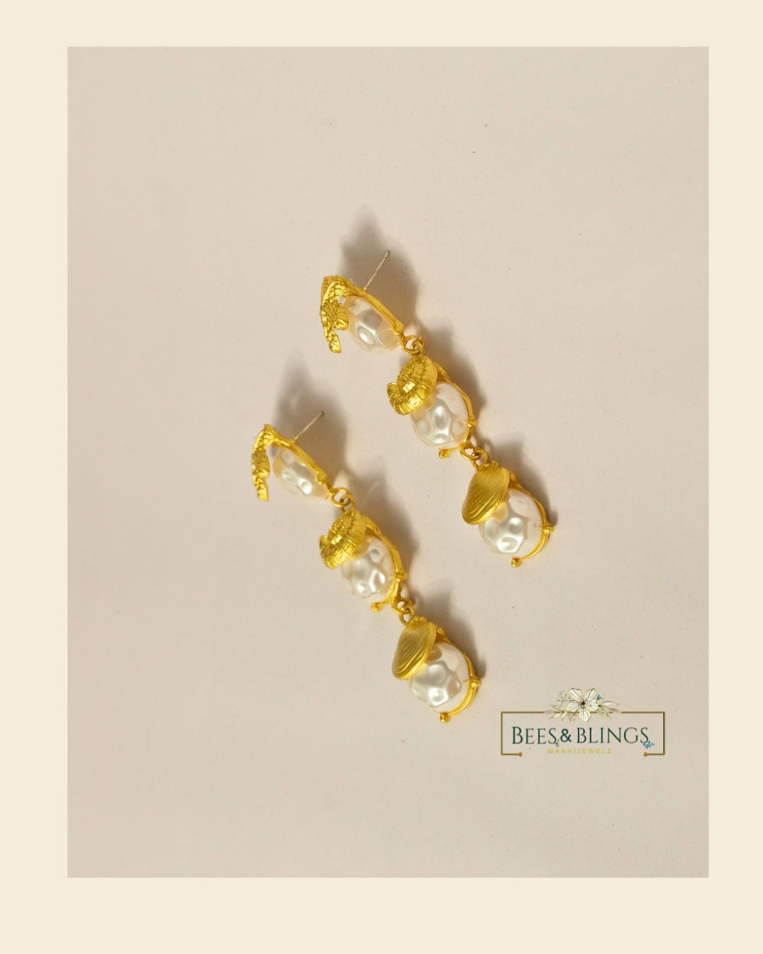 Gold Pearl drop Earrings