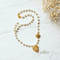 Vintage Gold Heart Pearl Statement Necklace