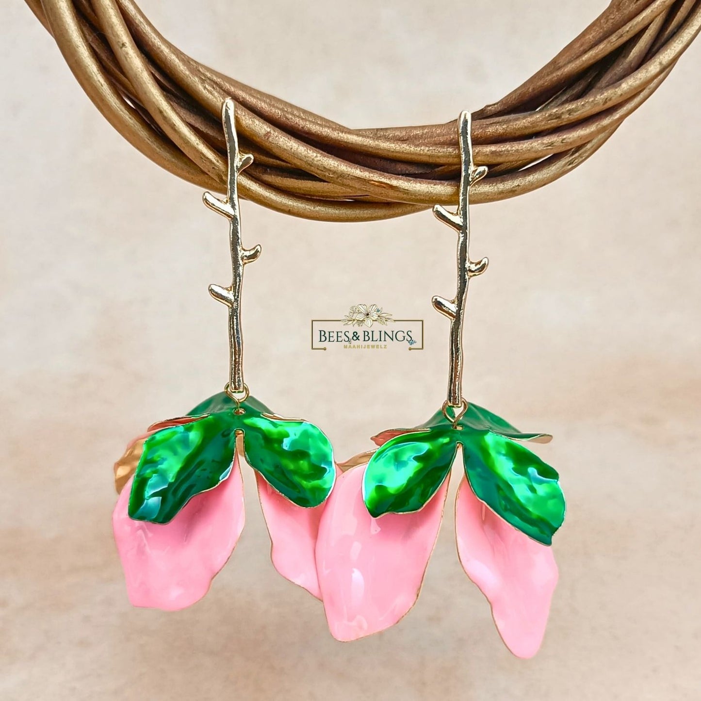 pink-green-floral-earrings