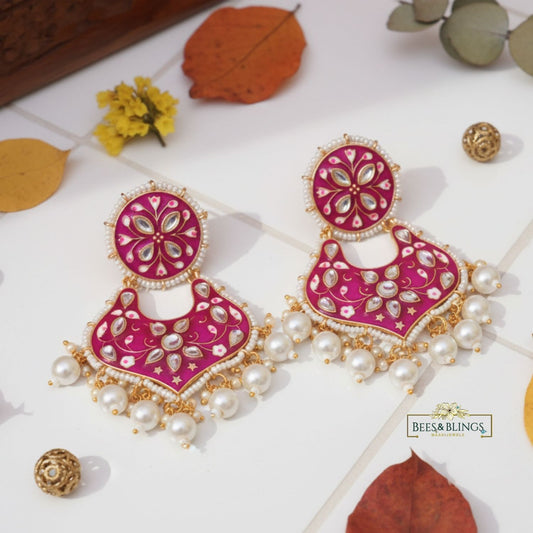 pink-kundan-jhumkas
