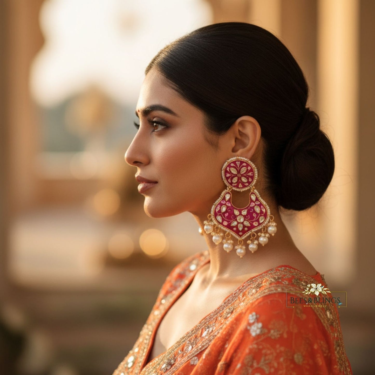 pink-kundan-wedding-jhumkas