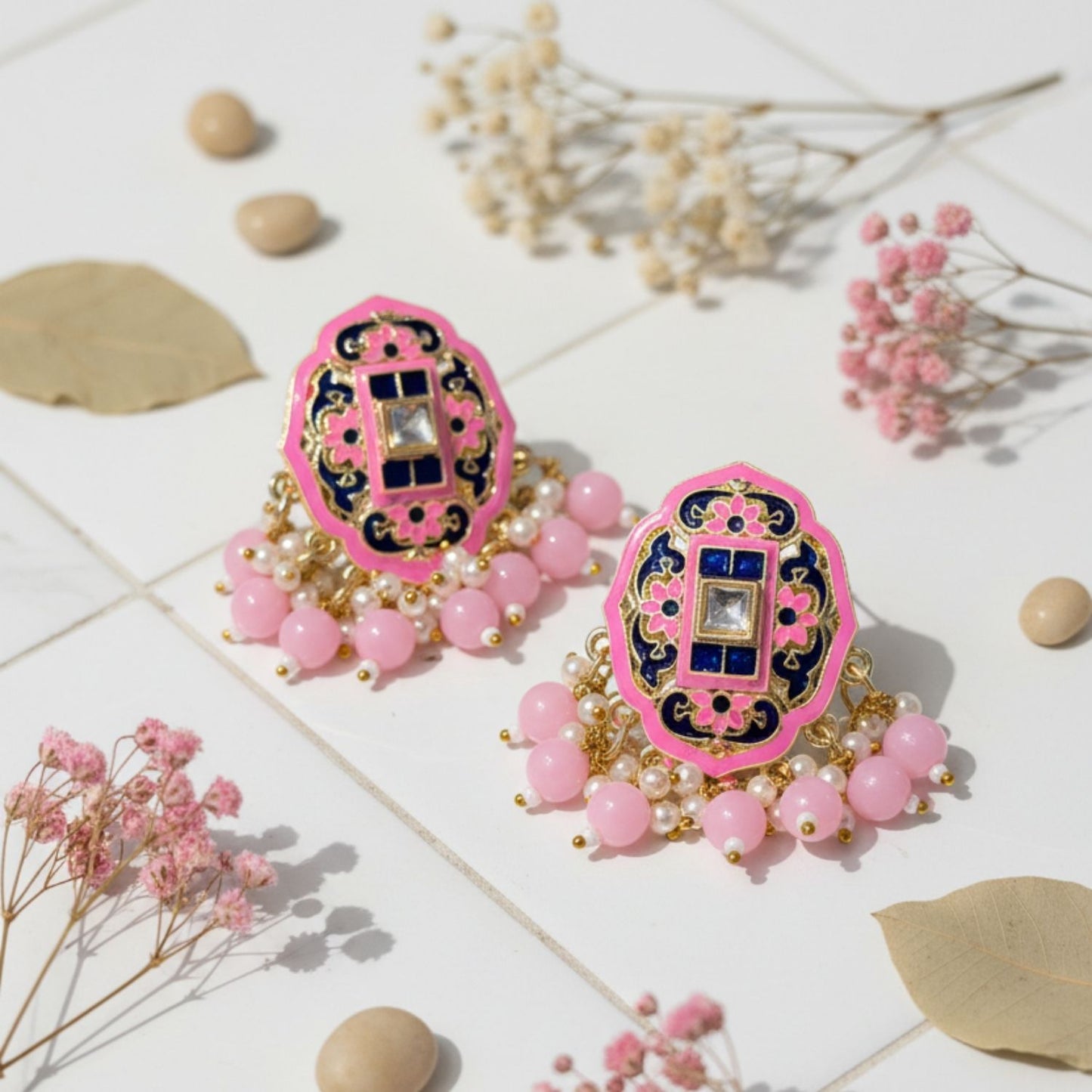 kundan ethnic stud earrings