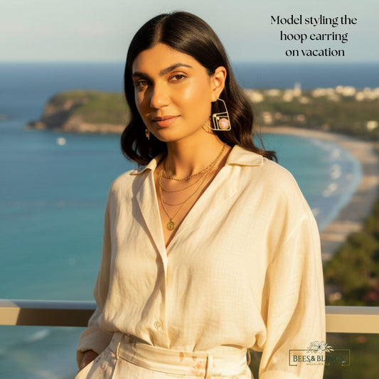 Pink druzzy Stone Statement Earrings