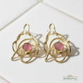gold pearl abstract statement earrings
