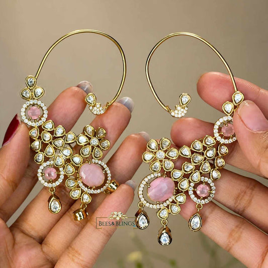 Pink Kundan Ethnic Earcuff