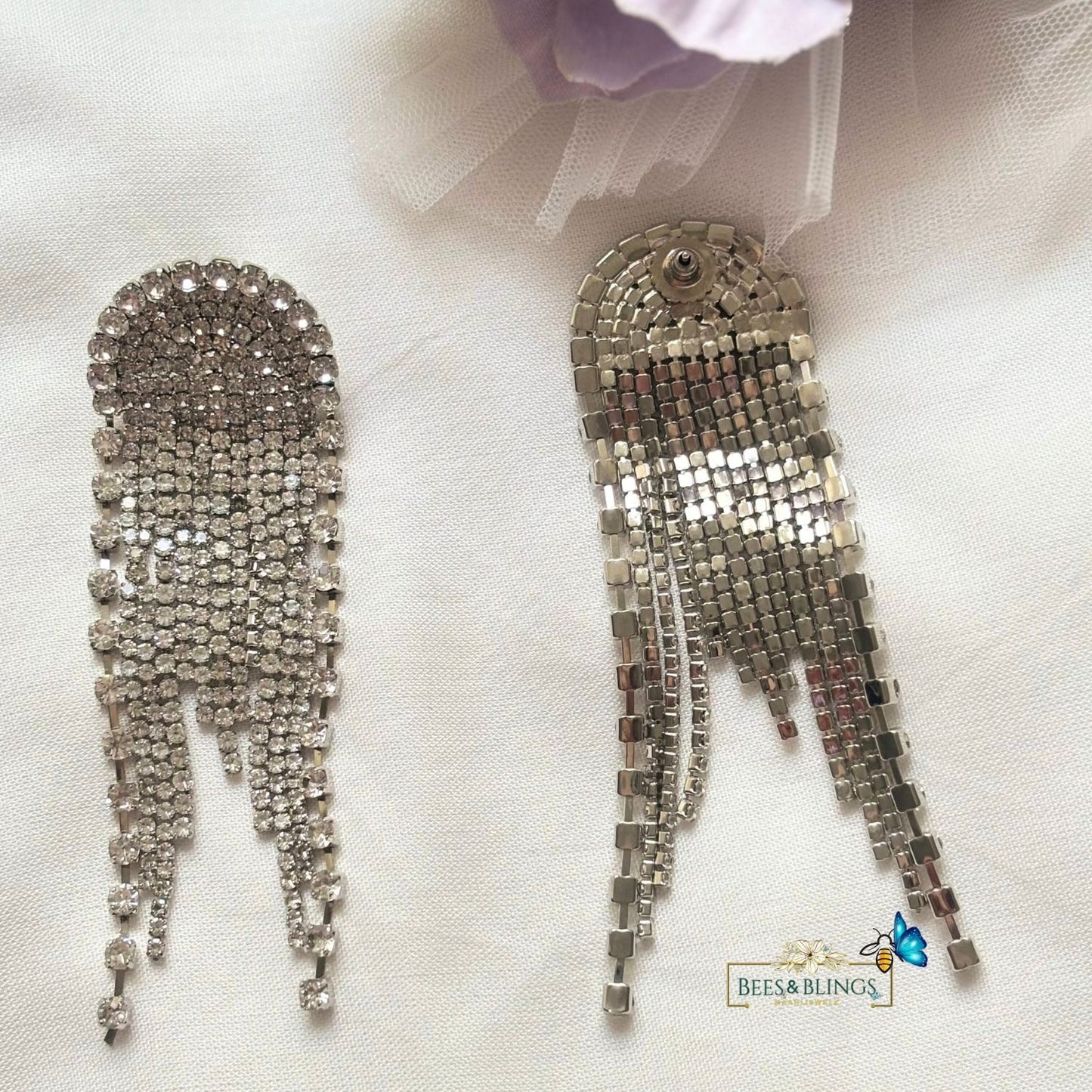 silver party tassel earring