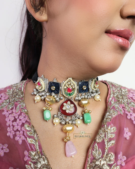 Ras Rasiya blue Dual Tone Choker