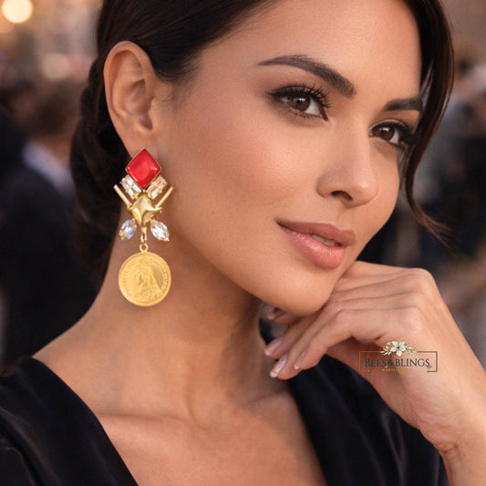 red-coin-statement-earrings