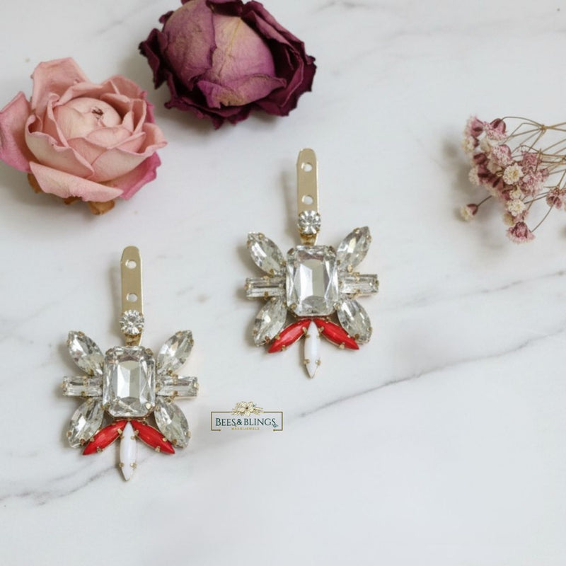 Red statement drop earrings
