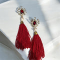 red-mehroon-tassels-statement-party-necklace