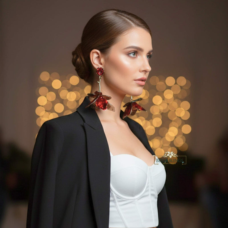Red-green-Floral-party-earrings