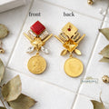 Red Stone Coin Drop Statement Earrings