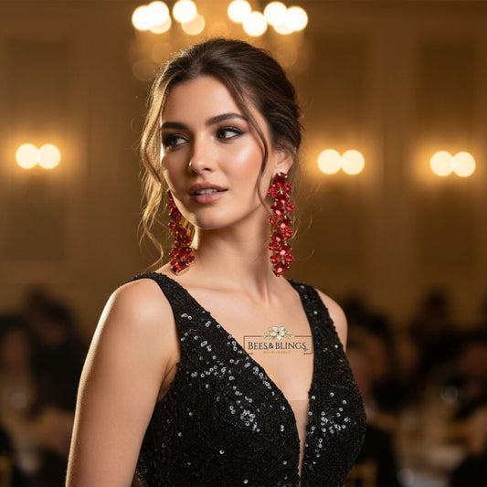Ruby Red Crystal Statement Earrings